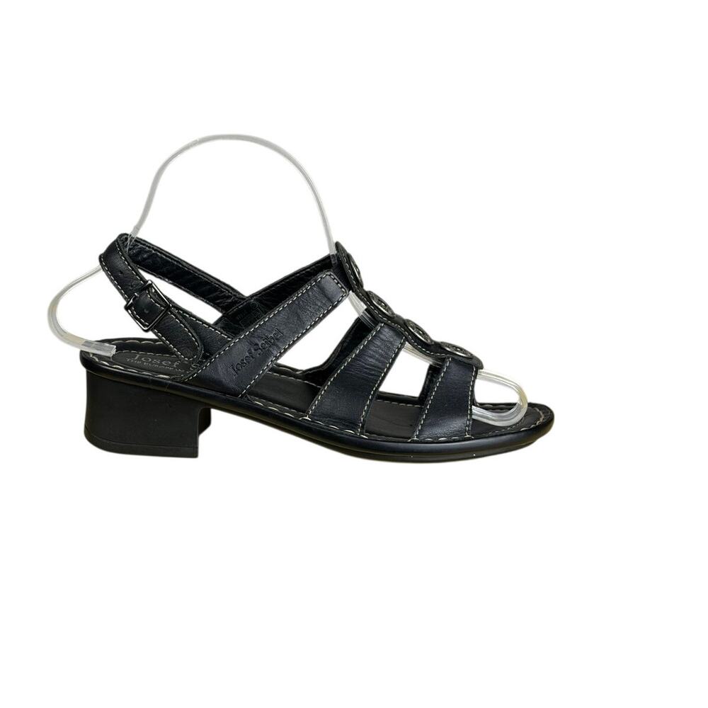 Josef Seibel Black Leather Slingback Sandals Womens EU 36  US 5.5 Comfort Resort